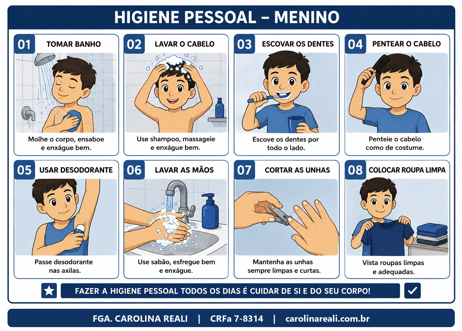 Prancha de CAA — Higiene Pessoal (Menino)