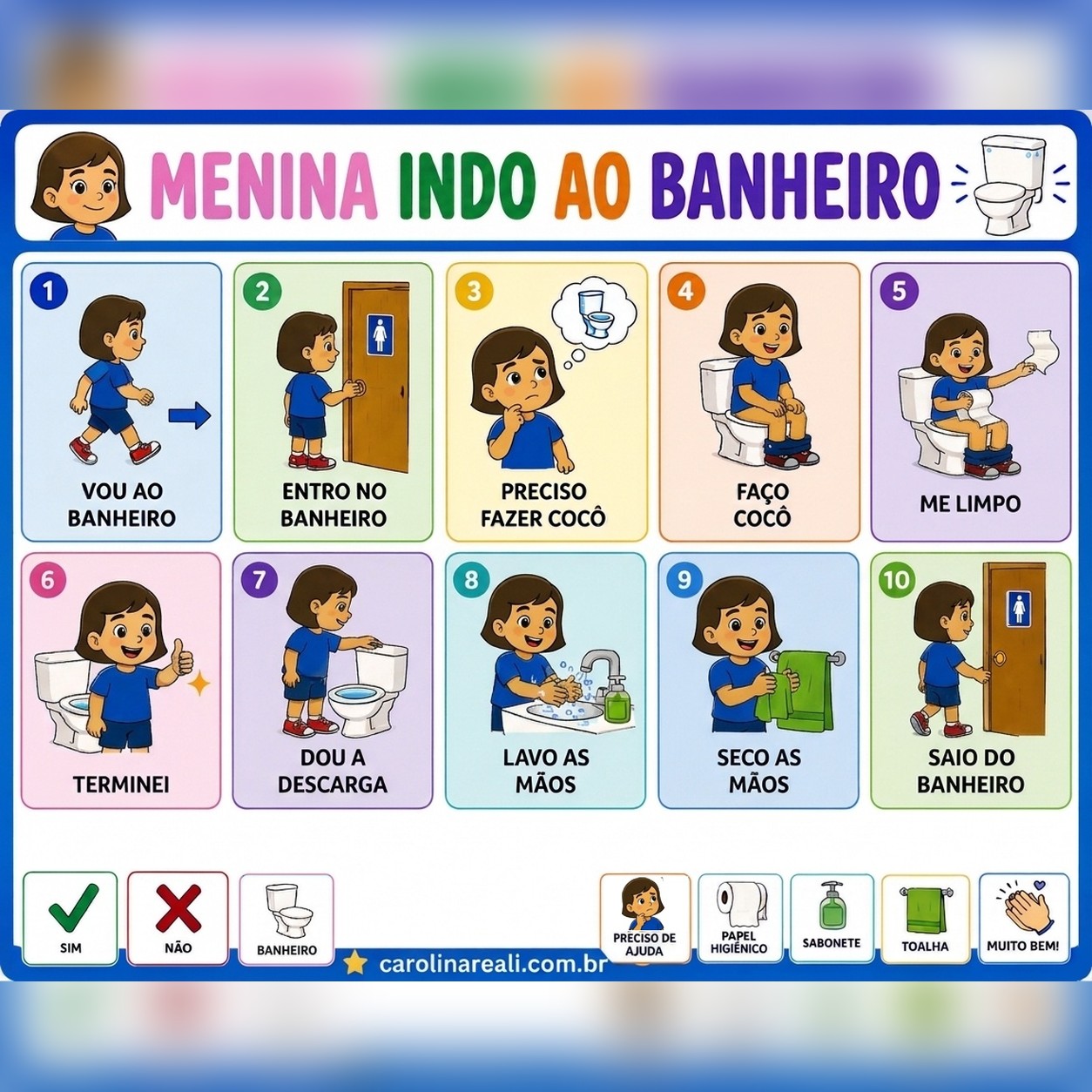 Prancha de CAA — Menina Indo ao Banheiro (Cocô)