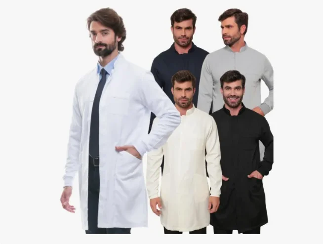 Jaleco Masculino Slim c/ Elastano — Gola Padre Bilbao