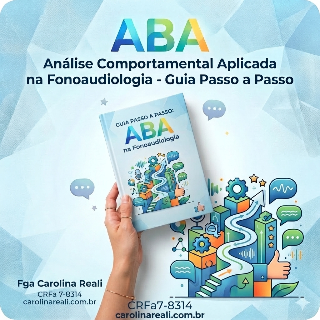 Capa do e-book ABA — Análise Comportamental Aplicada na Fonoaudiologia, Guia Passo a Passo, da Fga. Carolina Reali